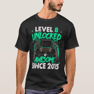 Level 8 Unlocked Awesome Since 2015 8th Birthday G T-Shirt