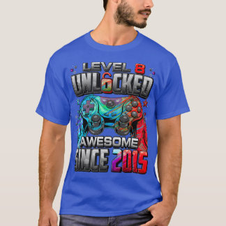 Level 8 Unlocked Awesome Since 2015 8th Birthday G T-Shirt