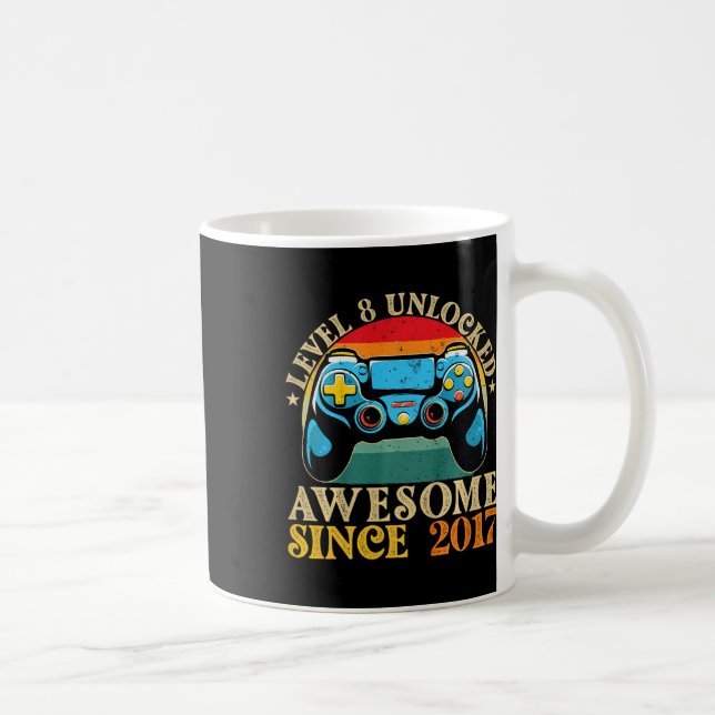 Level 8 Unlocked Awesome Since 2017 8th Birthday G Coffee Mug (Right)