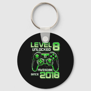 Level 8 Unlocked Awesome Since 2018 8th Birthday G Key Ring