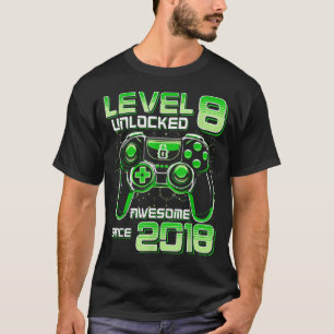Level 8 Unlocked Awesome Since 2018 8th Birthday G T-Shirt