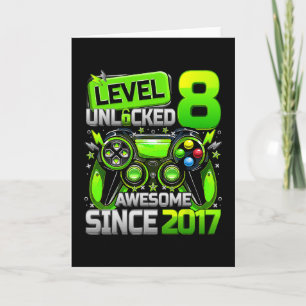 Level 8 Unlocked Awesome Since 8th Birthday Gaming Card