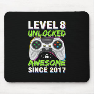 Level 8 Unlocked Awesome Since 8th Birthday Gaming Mouse Mat