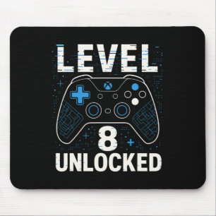 Level 8 Unlocked Birthday 8th Birthday Kids Boys V Mouse Mat