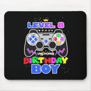 Level 8 Unlocked Birthday Boy Video Game 8th Birth Mouse Mat