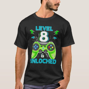 Level 8 Unlocked Birthday Kids 8Th Video Game Eigh T-Shirt