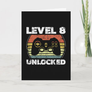 Level 8 Unlocked Funny Video Gamer 8th Birthday Card