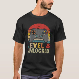 Level 8 Unlocked Funny Video Gamer 8Th Birthday Gi T-Shirt