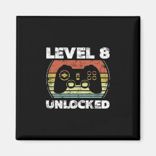 Level 8 Unlocked Funny Video Gamer 8th Birthday Magnet
