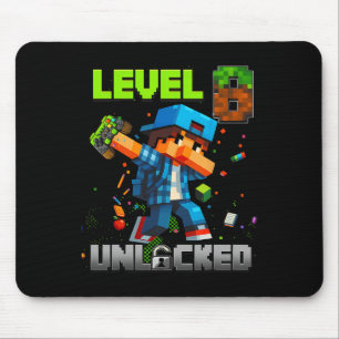 Level 8 Unlocked Funy Birthday Boy Pixel Gamer 8th Mouse Mat