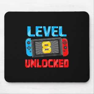 Level 8 Unlocked Gamer 8th Birthday Gift Video Gam Mouse Mat