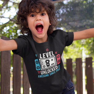 LEVEL 8 UNLOCKED Gamer Birthday – Custom Year T-Shirt
