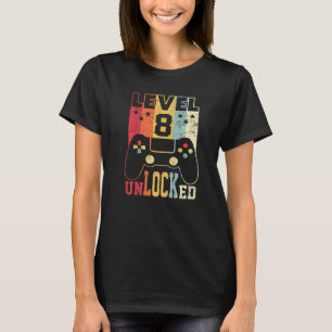 Level 8 Unlocked Shirt Funny Video Gamer 8th Birth