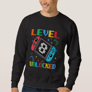 Level 8 Unlocked Video Game 8th Birthday  Boys Kid Sweatshirt