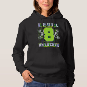 Level 8 Unlocked Video Game 8th Birthday Gamer  Bo Hoodie