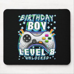 Level 8 Unlocked Video Game 8th Birthday Gamer Boy Mouse Mat