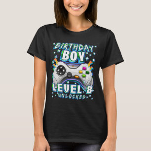 Level 8 Unlocked Video Game 8th Birthday Gamer Boy T-Shirt