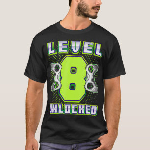 Level 8 Unlocked Video Game 8th Birthday Gamer Boy T-Shirt