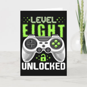 Level 8 Unlocked Video Game 8th Birthday Gamer Gif Card