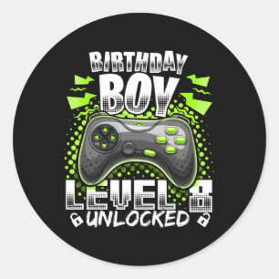 Level 8 Unlocked Video Game 8th Birthday Gamer Gif Classic Round Sticker