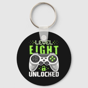 Level 8 Unlocked Video Game 8th Birthday Gamer Gif Key Ring