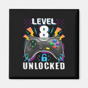 Level 8 Unlocked Video Game 8th Birthday Gamer Gif Magnet