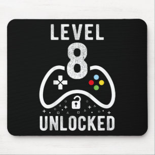 Level 8 Unlocked Video Game 8th Birthday Gift Mouse Mat