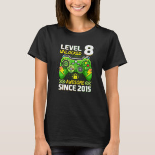 Level 8 Unlocked Video Gamer 8 Year Old 8th Birthd T-Shirt