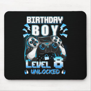 Level 8 Unlocked Video Gamer 8th Birthday For Boys Mouse Mat