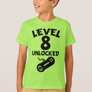 Level 8 Unlocked Video Games 8th Birthday T-Shirt