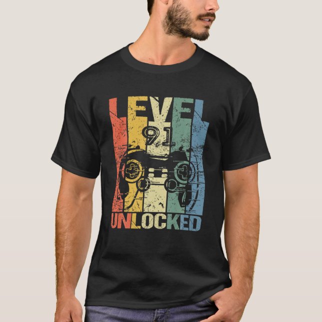 Level 91 Unlocked Awesome 1931 Video Game 91Th Bir T-Shirt (Front)