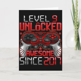 Level 9 Unlocked 9 Year Old For Boys 9th Birthday  Card