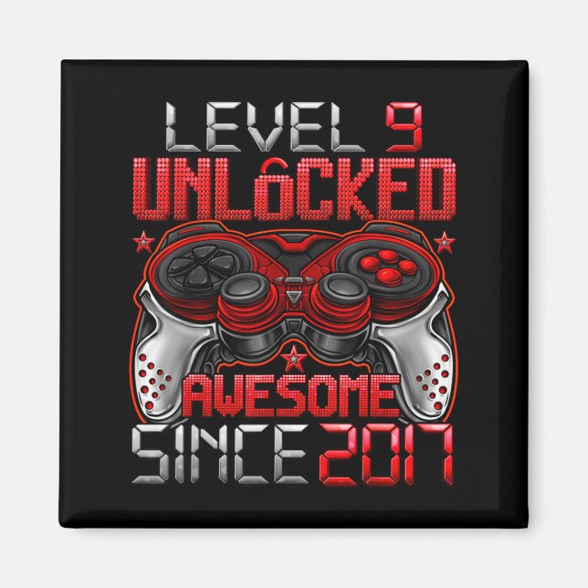 Level 9 Unlocked 9 Year Old For Boys 9th Birthday  Magnet (Front)