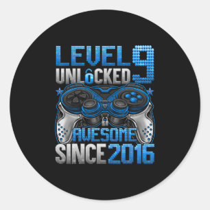 Level 9 Unlocked 9 Year Old Gifts For Boys 9th Bir Classic Round Sticker