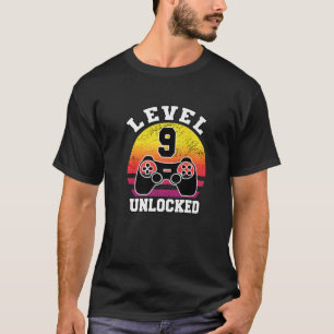 Level 9 Unlocked 9 Years Old Retro 80S 9Th Birthda T-Shirt