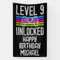Level 9 Unlocked 9th Birthday Banner