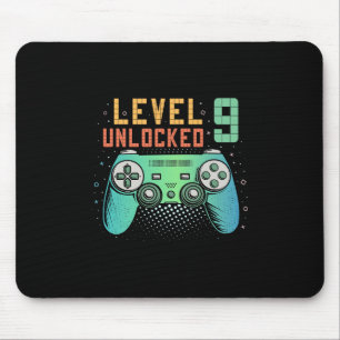 Level 9 Unlocked 9th Birthday Gamer Gifts 9 Year O Mouse Mat