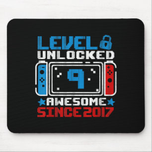 Level 9 Unlocked 9th Birthday Gaming Gift Boys Mouse Mat
