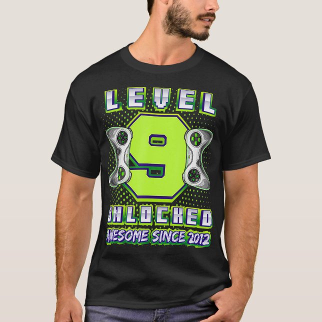 Level 9 Unlocked Awesome 2012 Video Game 9th Birth T-Shirt (Front)