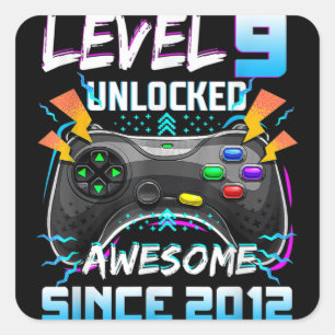 Level 9 Unlocked Awesome 2012 Video Game Square Sticker