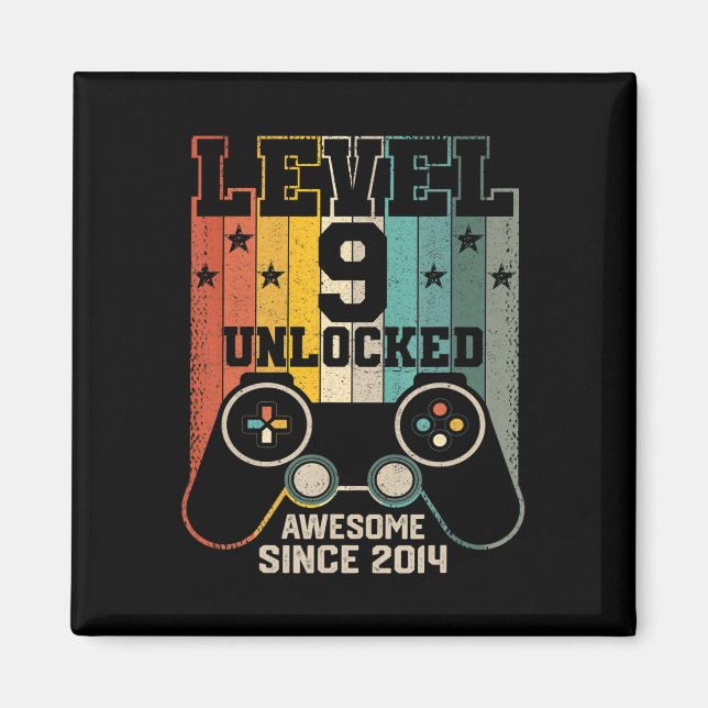 Level 9 Unlocked Awesome 2014 Boy Video Game 9th B Magnet (Front)