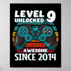 Level 9 Unlocked Awesome 2014 Video Game 9th Birth Poster