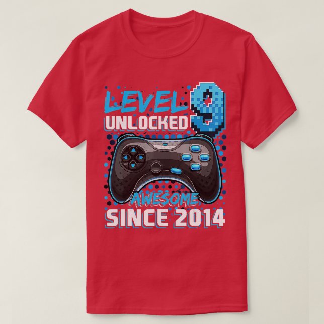 Level 9 Unlocked Awesome 2014 Video Game 9th Birth T-Shirt (Design Front)