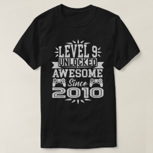 Level 9 Unlocked Awesome Since 2010 9th Birthday T-Shirt