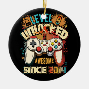 Level 9 Unlocked Awesome Since 2014 9th Birthday G Ceramic Tree Decoration