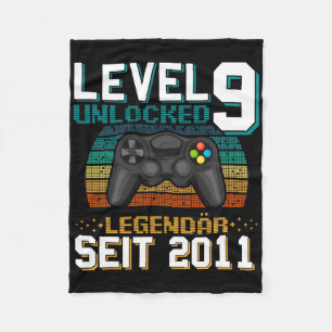 Level 9 Unlocked Awesome Since 2015 9th Birthday G Fleece Blanket