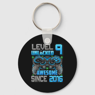 Level 9 Unlocked Awesome Since 2016 9th Birthday G Key Ring