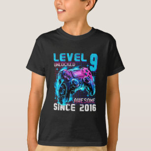 Level 9 Unlocked Awesome Since 2016 9th Birthday G T-Shirt