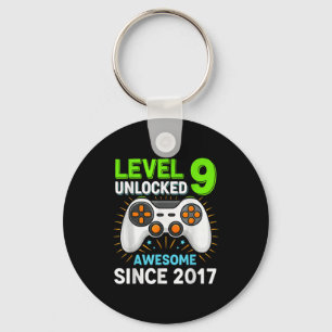 Level 9 unlocked awesome since 2017 gaming birthda key ring