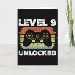 Level 9 Unlocked Funny Video Gamer 9th Birthday Card